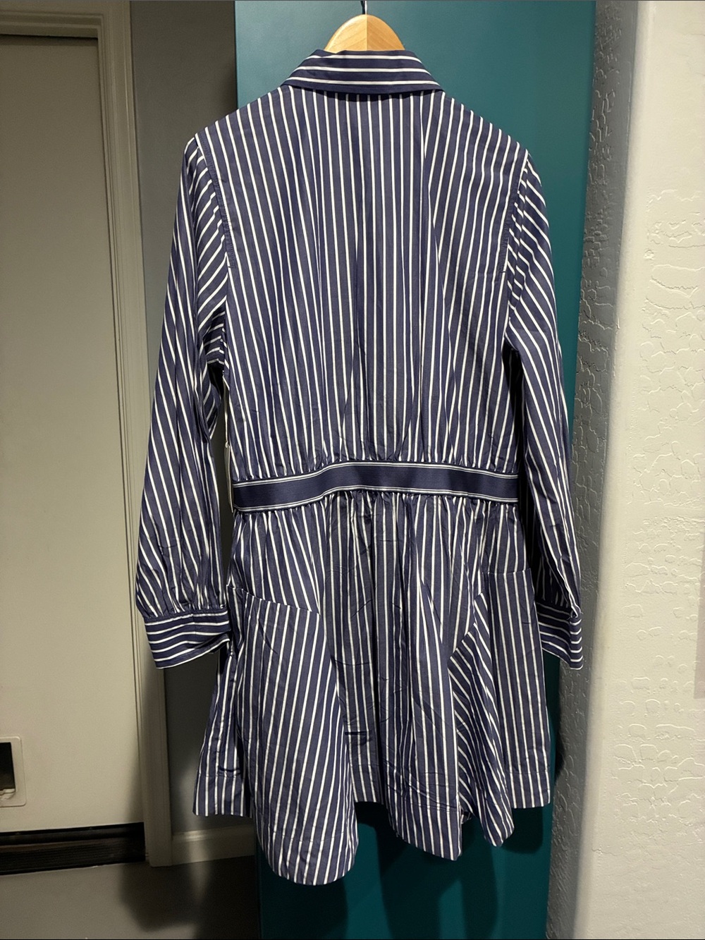 Free Assembly Striped Navy Blue Women’s Shirt Dress NWT XL 16-18 - Picture 4 of 6